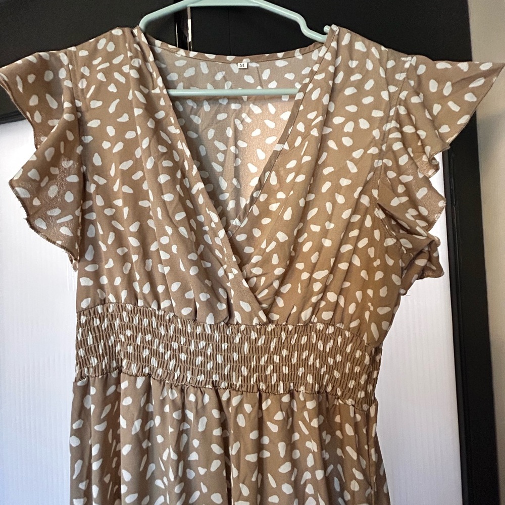 Brown and White Patterned Dress
